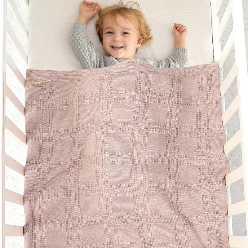 Square Pattern Baby Muslin Swaddle Blankets Skin-friendly Infant Security Blanket 0-24 Months Newborn Toddler Receiving Blankets