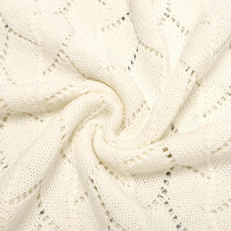 Anti-pilling Hollowed Newborn Baby Boys & Girls Late Spring To Autumn Blankets Breathable Knitted Cotton Infant Swaddle Wraps