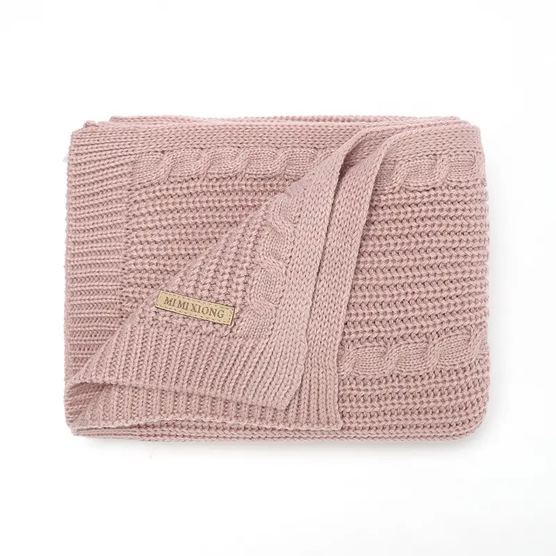 Solid Color Newborn Baby Swaddle Blankets Breathable Knitwear Infant Security Blankets Soft Acrylic Toddler Receiving Blankets