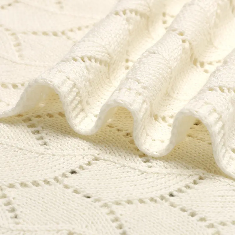 Anti-pilling Hollowed Newborn Baby Boys & Girls Late Spring To Autumn Blankets Breathable Knitted Cotton Infant Swaddle Wraps