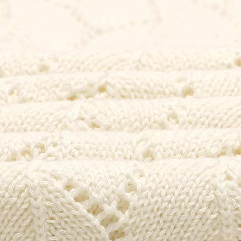 Anti-pilling Hollowed Newborn Baby Boys & Girls Late Spring To Autumn Blankets Breathable Knitted Cotton Infant Swaddle Wraps