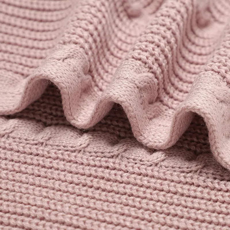 Solid Color Newborn Baby Swaddle Blankets Breathable Knitwear Infant Security Blankets Soft Acrylic Toddler Receiving Blankets