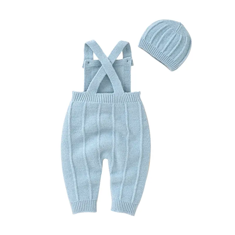 Solid Color Spaghetti Straps Square-neck Sleeveless Baby Rompers + Hat Outfits Soft Newborn Infant Summer Jumpsuit Bodysuit
