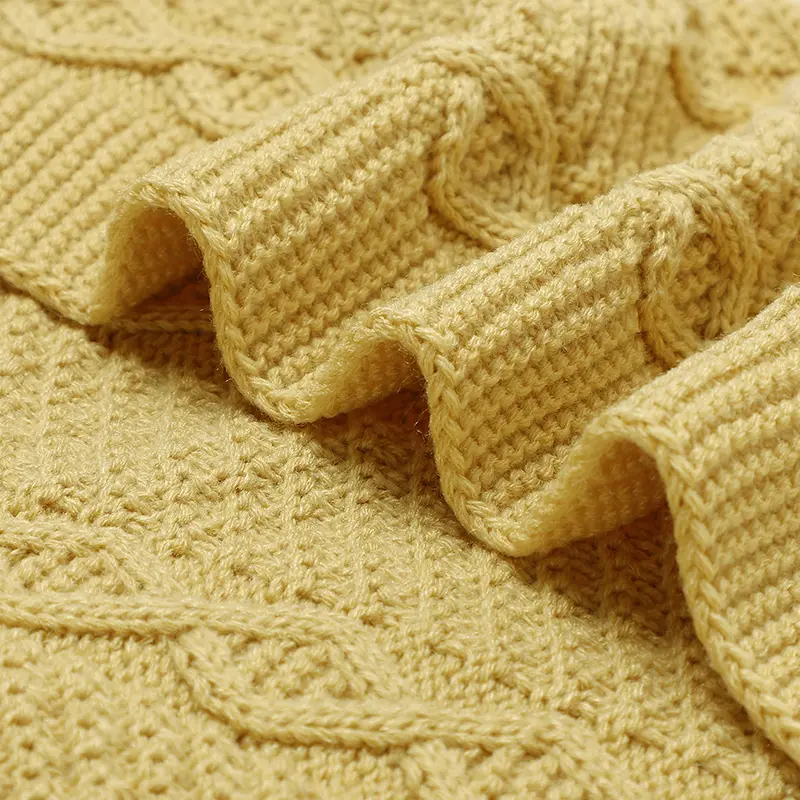 Skin-friendly Solid Color Baby Security Blanket Soft Infant Receiving Blankets Knitted Acrylic Newborn Swaddle Blankets