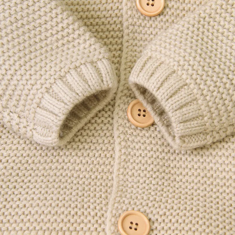 Classic Solid Color Long Sleeve Knit Acrylic Fluffy Hooded Baby Boys & Girls Rompers Soft Newborn Onesie Infant Pajama Clothes