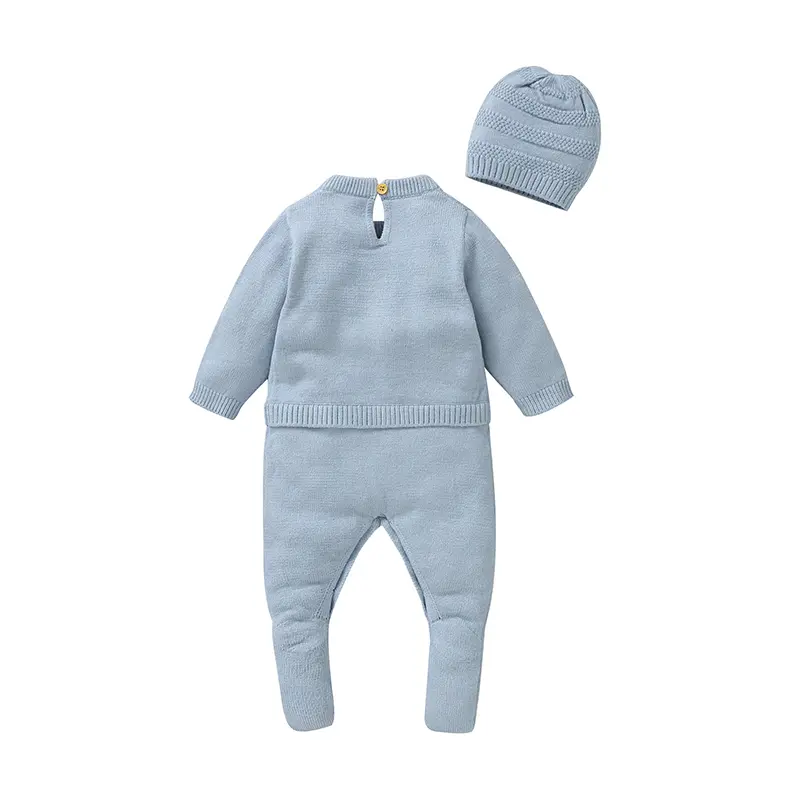 Sweet Autumn Winter Long Sleeve Baby Boys & Girls Rompers + Hat Outfits Soft Knitwear Newborn Infant Bodysuit Jumpsuit Playsuit