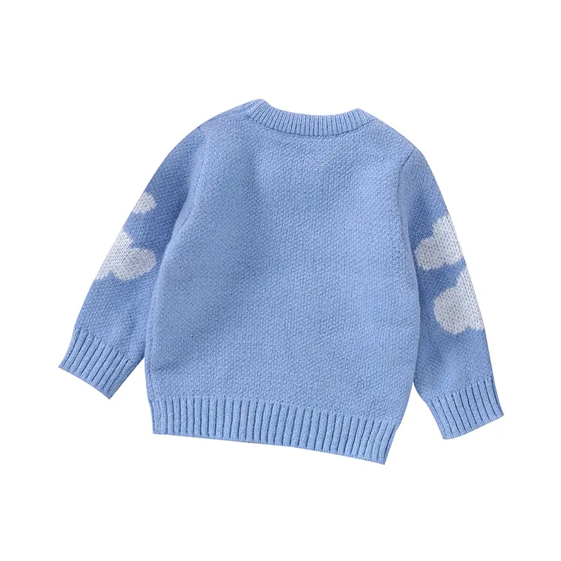 Autumn Winter Baby Boys Girls Sweaters Knit Polyester Long Sleeve Aqua Blue 6-36 Months  Newborn Infant Casual Wear Sweatshirt