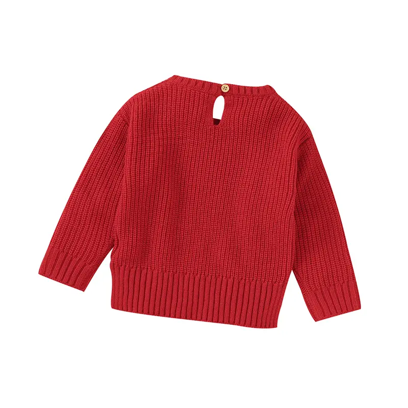 Solid Color Long Sleeve O-neck Knitted Acrylic 3-24 Months Newborn Baby Boy&Girls Red Sweaters Soft Infant Toddler Sweatershirt
