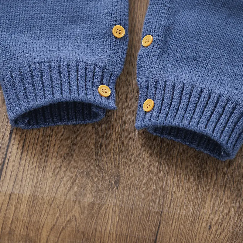 Cute Teddy Bear Long Sleeve O-neck Knitted Acrylic Newborn Infant Boys & Girls Winter Rompers Blue 0-18M Baby Bodysuit Jumpsuit
