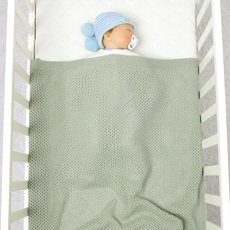 Solid Color Anti-wrinkles 0-24 Months Newborn Infant Blanket Knitwear Acrylic  70 by 90 cm Baby Swaddle Wraps Toddler Blankets