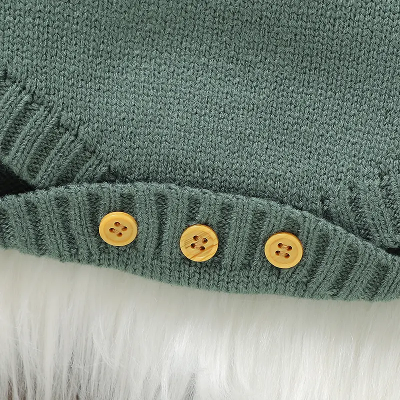 Fresh Wheatear Print Long Sleeve Knitted Acrylic Baby Boys & Girls Spring & Autumn Rompers Newborn Bodysuit Infant Jumpsuit