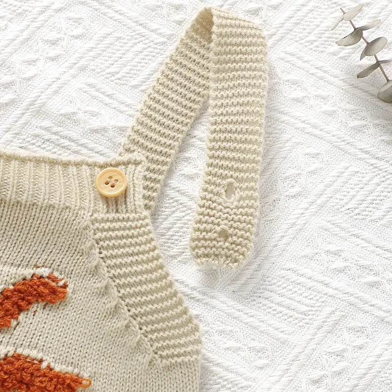 Adjustable Spaghetti Straps Baby Sleeveless Rompers Knitted Acrylic Sun Pattern Newborn Infant Bodysuit  Jumpsuit  Playsuit
