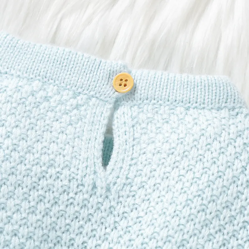 Sweet Floral Print Long Sleeve O-neck Baby Winter Rompers For 0-9 Months Newborn Knit Acrylic Infant One-piece Jumpsuit Bodysuit