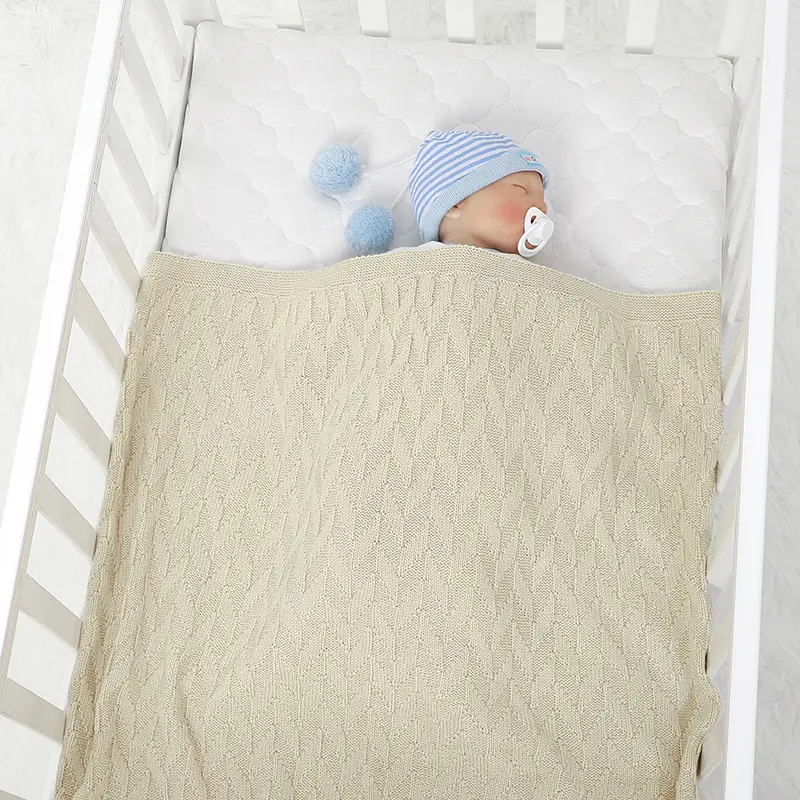 Plain Solid Color Newborn Baby Boys & Girls Swaddle Blankets Soft Infant Security Blankets Toddler Acrylic Receiving Blankets