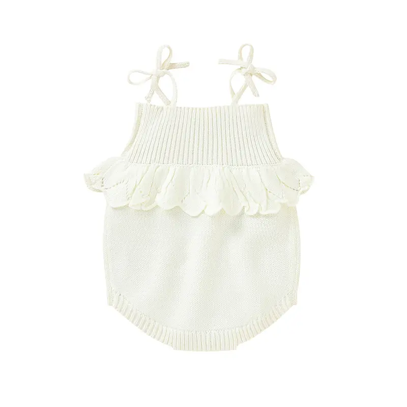 Spaghetti Straps Sleeveless Baby Girls Summer Rompers One-piece Jumpsuit Knit Acrylic Newborn Infant Bodysuit Playsuit Sleepsuit