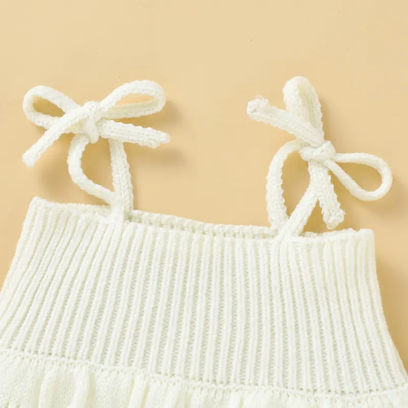 Spaghetti Straps Sleeveless Baby Girls Summer Rompers One-piece Jumpsuit Knit Acrylic Newborn Infant Bodysuit Playsuit Sleepsuit