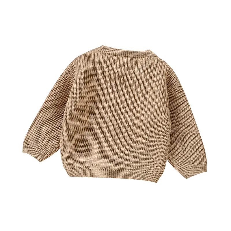 Sweet Floral & Letter Embroidery Print Baby Girls Long Sleeve Sweaters Knitted Acrylic Baby Soft Sweatshirt For Newborn Infants