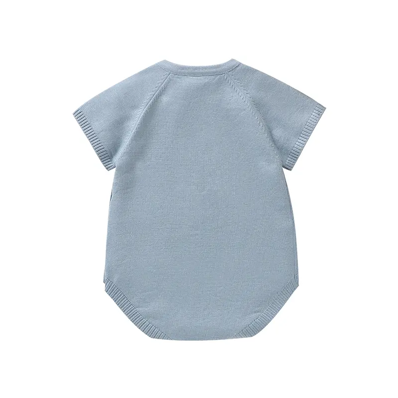 Aqua Blue Short Sleeve Baby Girls Rabbit Print Rompers Sweet Newborn Jumpsuit Soft Infant Bodysuit Sleepsuit One-piece Outfit