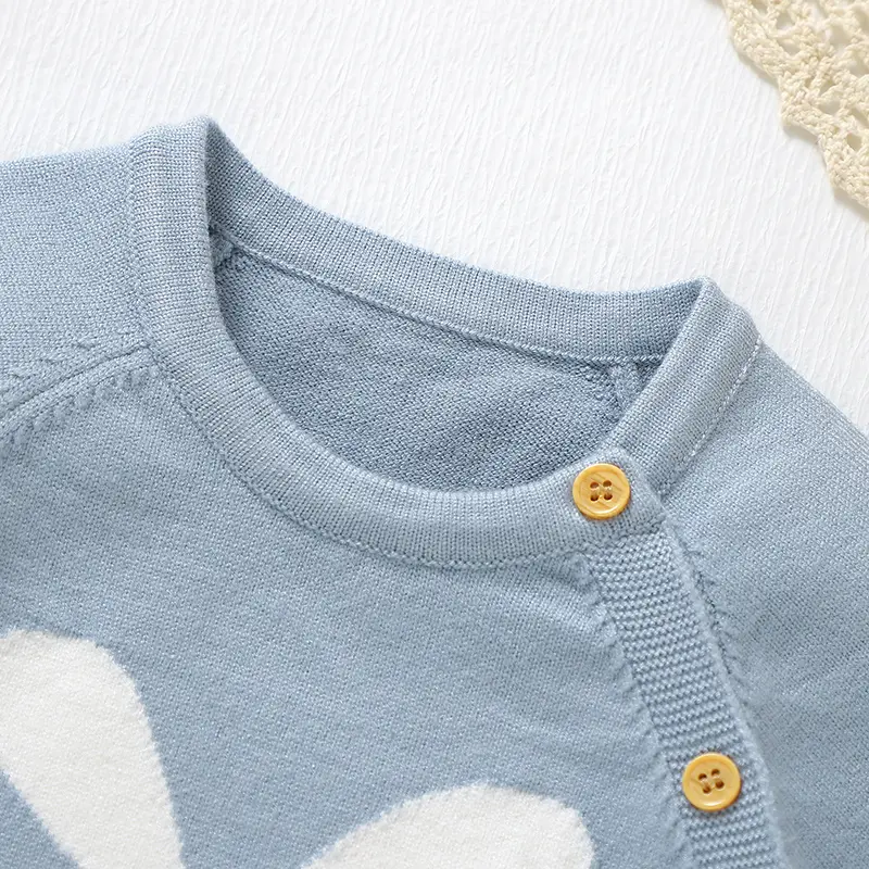 Aqua Blue Short Sleeve Baby Girls Rabbit Print Rompers Sweet Newborn Jumpsuit Soft Infant Bodysuit Sleepsuit One-piece Outfit