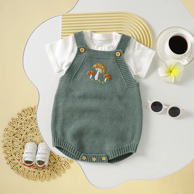 Adorable Knitwear Acrylic Sleeveless Baby Girls Summer Rompers For 1-18 Months Newborns Soft Infant Jumpsuit Bodysuit All-in-one