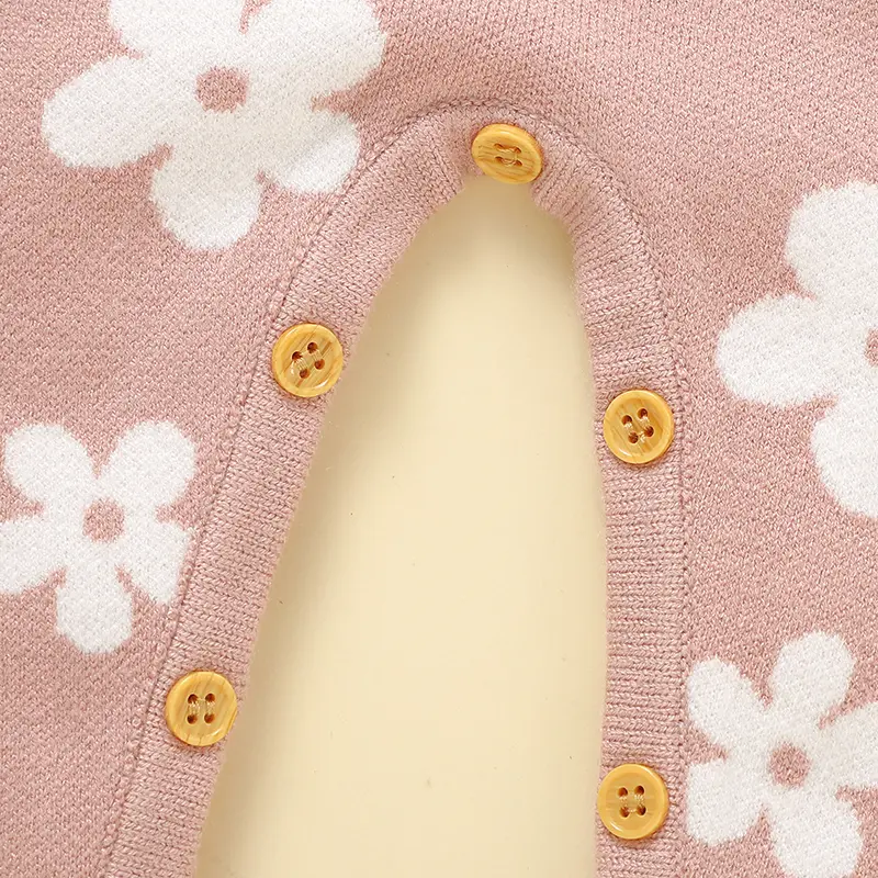 Cute Floral Print Infant Jumpsuit Long Sleeve Baby Girls Spring & Autumn Rompers Knitted 1-18 Months Newborn Bodysuit Sleepsuit
