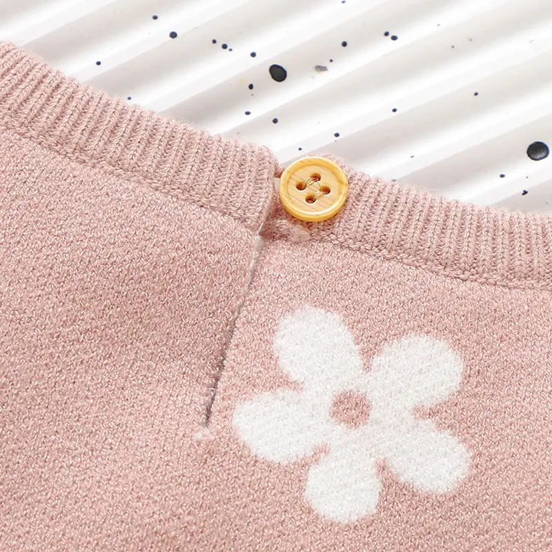 Cute Floral Print Infant Jumpsuit Long Sleeve Baby Girls Spring & Autumn Rompers Knitted 1-18 Months Newborn Bodysuit Sleepsuit