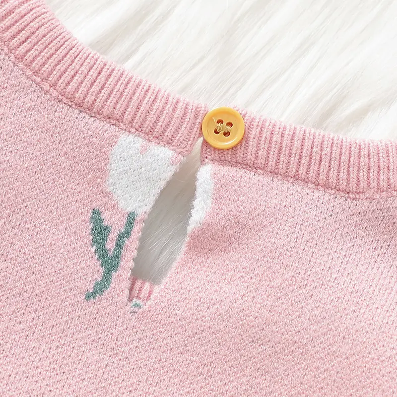 Sweet Tulip Baby Girls Rompers Long Sleeve Infant One-piece Bodysuit Knitwear O-neck Newborn Jumpsuit 0-18 Months Baby Sleepsuit