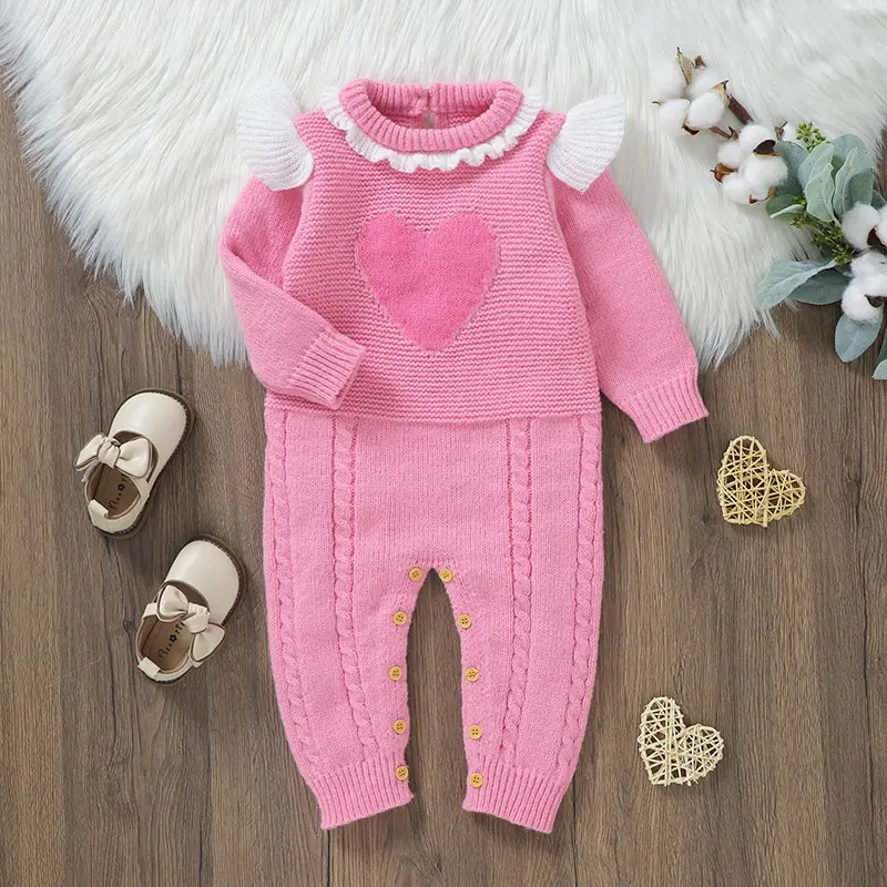Long Sleeve O-neck Baby Winter Rompers Thick Wind-proof Newborn Bodysuit Knitted Polyester Infant Jumpsuit Playsuit Sleepsuit