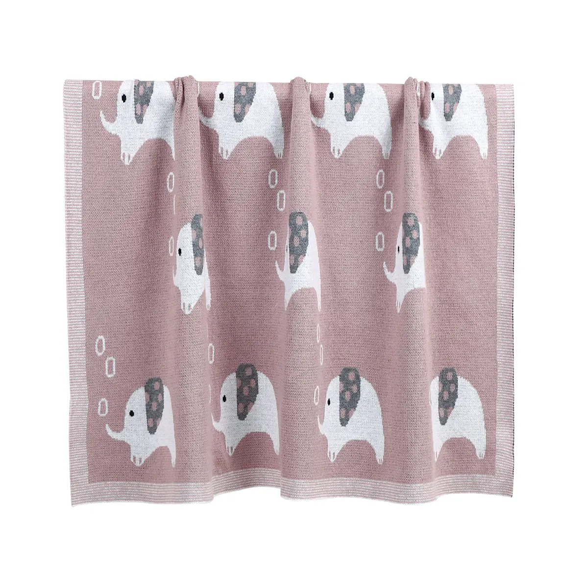 Classic Elephant Print Muslin Newborn Baby Cotton Boys & Girls Swaddle Blankets For 0-24 Months Knitted Infant Security Blankets