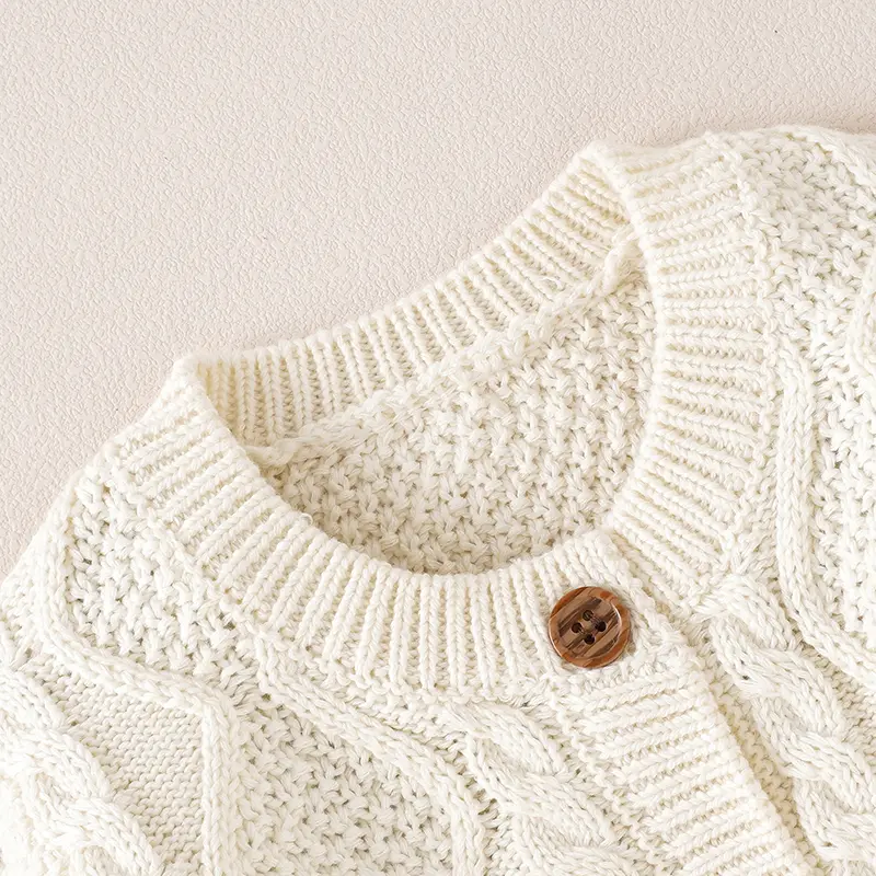 Fresh Solid Color Long Sleeve O-neck Knit Cotton Spring & Autumn Newborn Baby Boys & Girls Sweater For 6-36M Infant Sweatshirt