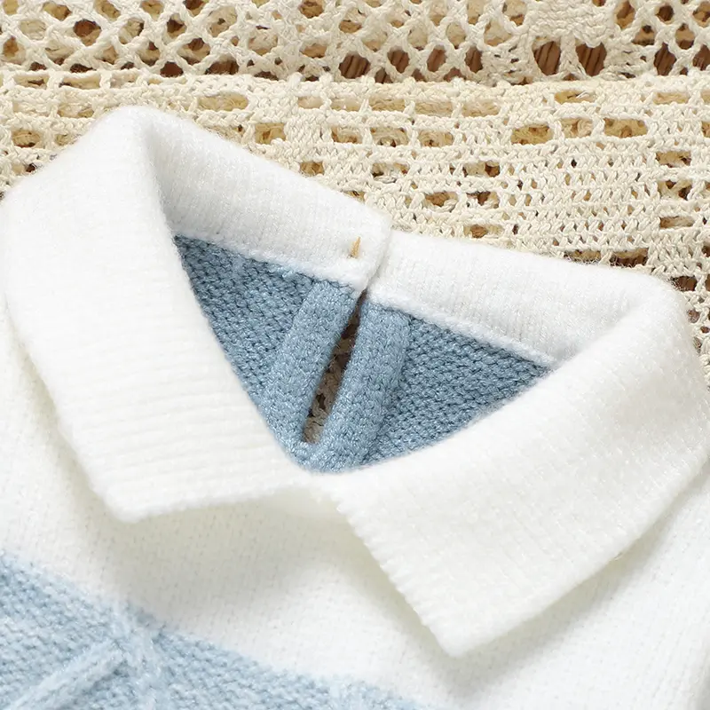 Soft Texture Winter Baby Boys Rompers 0-18M Newborn Infant Fall Winter Turn-down Collar Long Sleeve Knit Bodysuit Jumpsuit