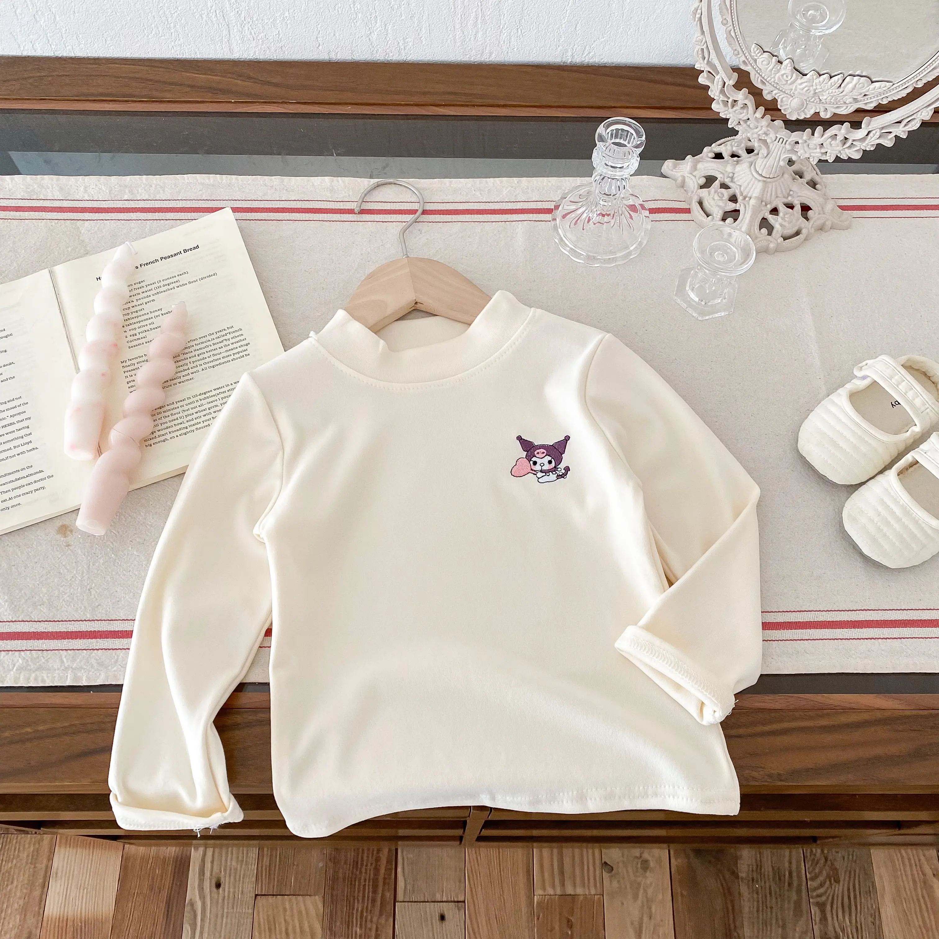 Autumn And Winter Children's Boys And Girls' T-shirt Top High Collar Solid Color Long Sleeve Warm Wool Bottom Shirt kids T-shirt