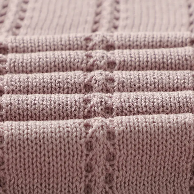 Vertical Stripes Solid Color Baby Cotton Blankets Plain Knitted Babies Boys Girls Muslin Swaddle Blanket For Newborn Infant