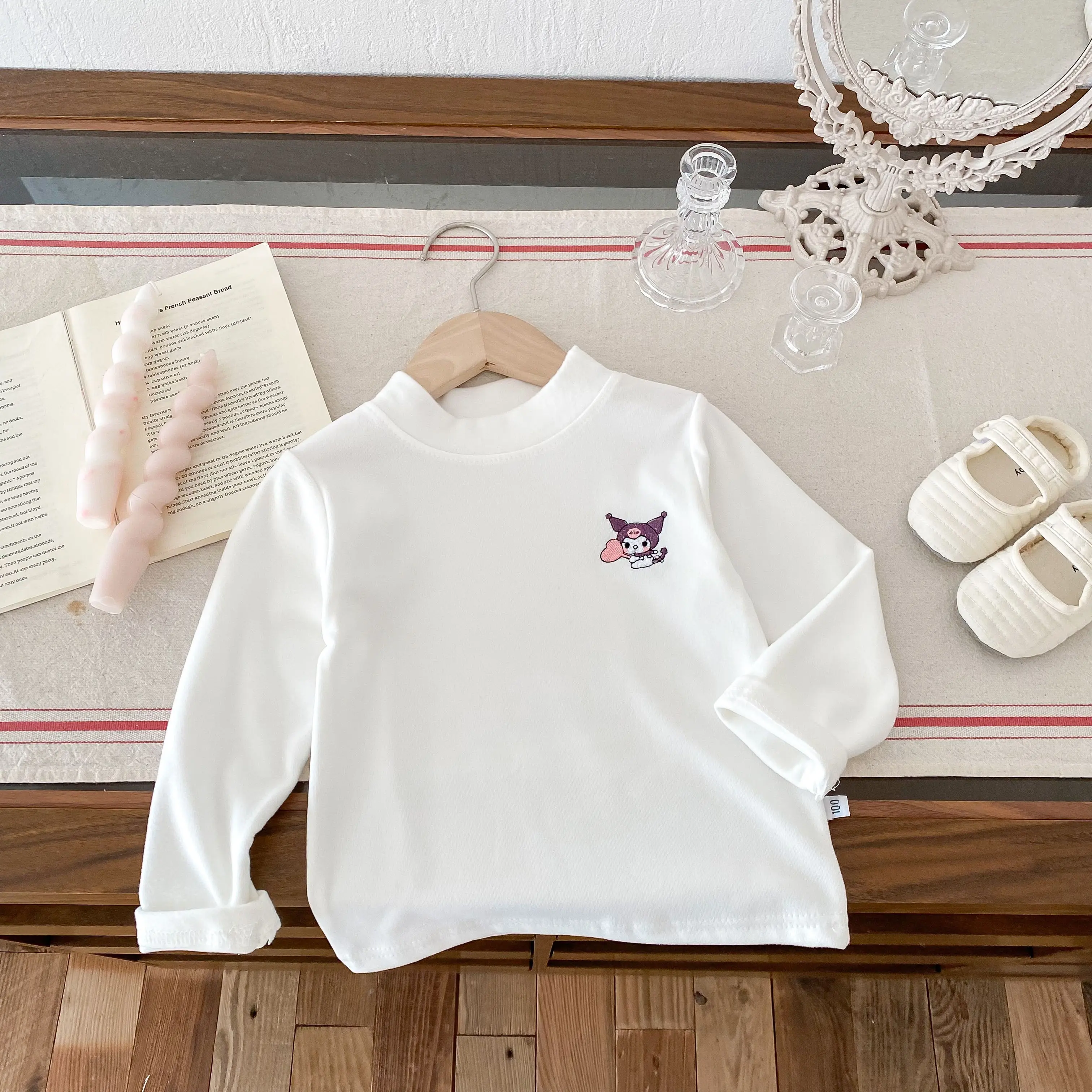 Autumn And Winter Children's Boys And Girls' T-shirt Top High Collar Solid Color Long Sleeve Warm Wool Bottom Shirt kids T-shirt