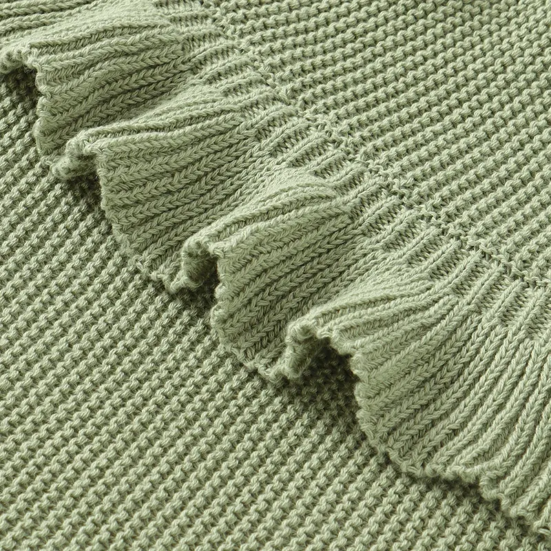 Skin-friendly Solid Color Flouncing Muslin Baby Swaddle Blankets Soft Newborn Security Blankets Knitted Infant Receiving Blanket