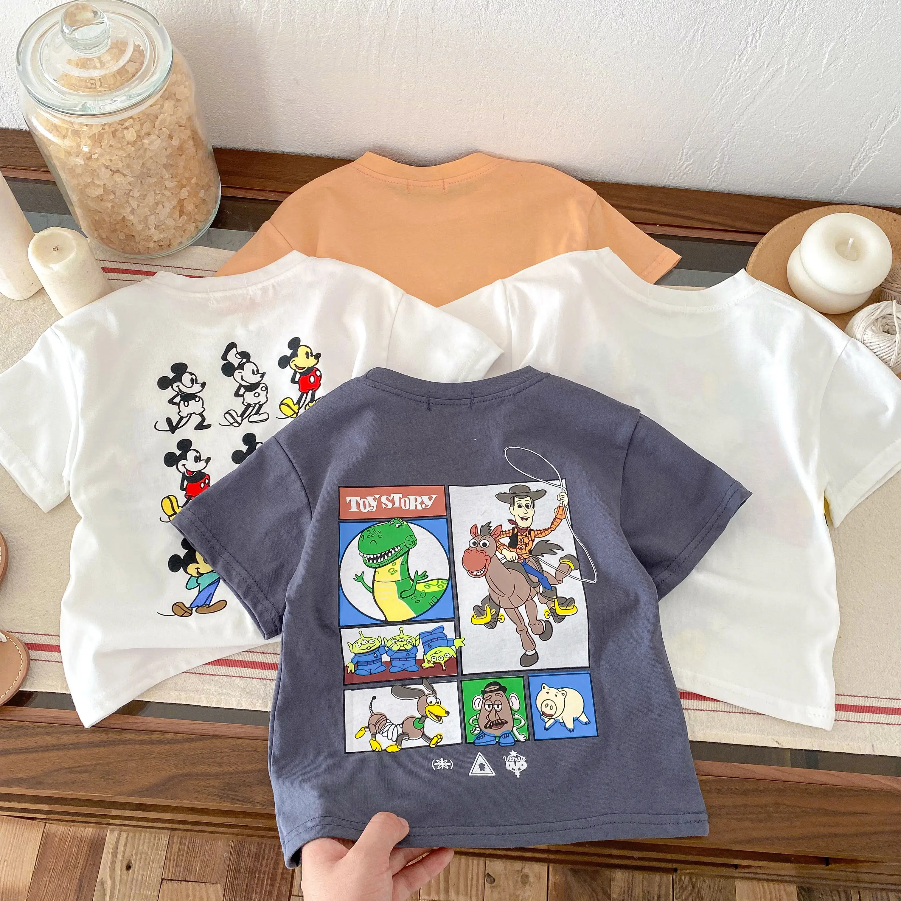 Mickey Mouse Tshirt Cartoon Print Short Sleeve T For Boys And Girls Loose Casual Sports Tops Children Cotton Fashion White Tees