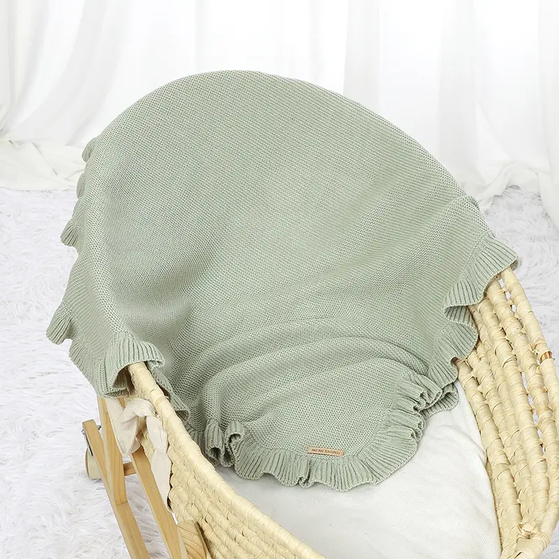 Solid Color Knitted Acrylic 70 by 90 Cm Baby Boys & Girls Swaddle Blanket Newborn Infant Security Blanket For All Seasons