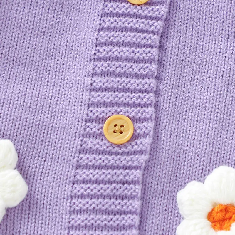 Sweet Floral Print  Baby Girls Long Sleeve Rompers Fresh Babies Jumpsuit Knitted Acrylic Newborn One-piece Bodysuit Pullovers