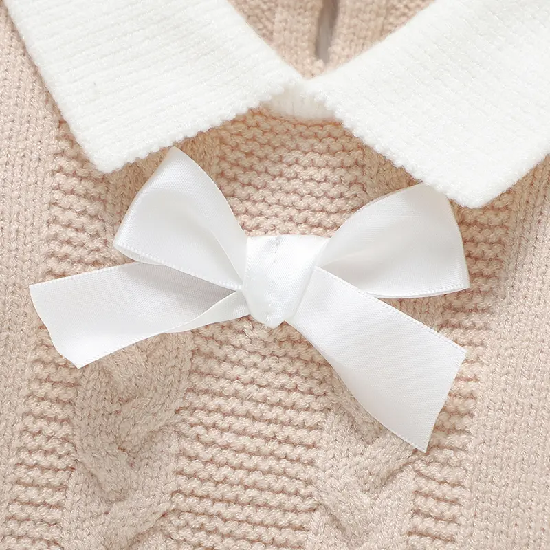 Baby Girls Autumn Winter Turn-down Collar Long Sleeve Sweater+ Long Trouser Sets Baby Bowknot Tops + Solid Color Bottoms Outfits