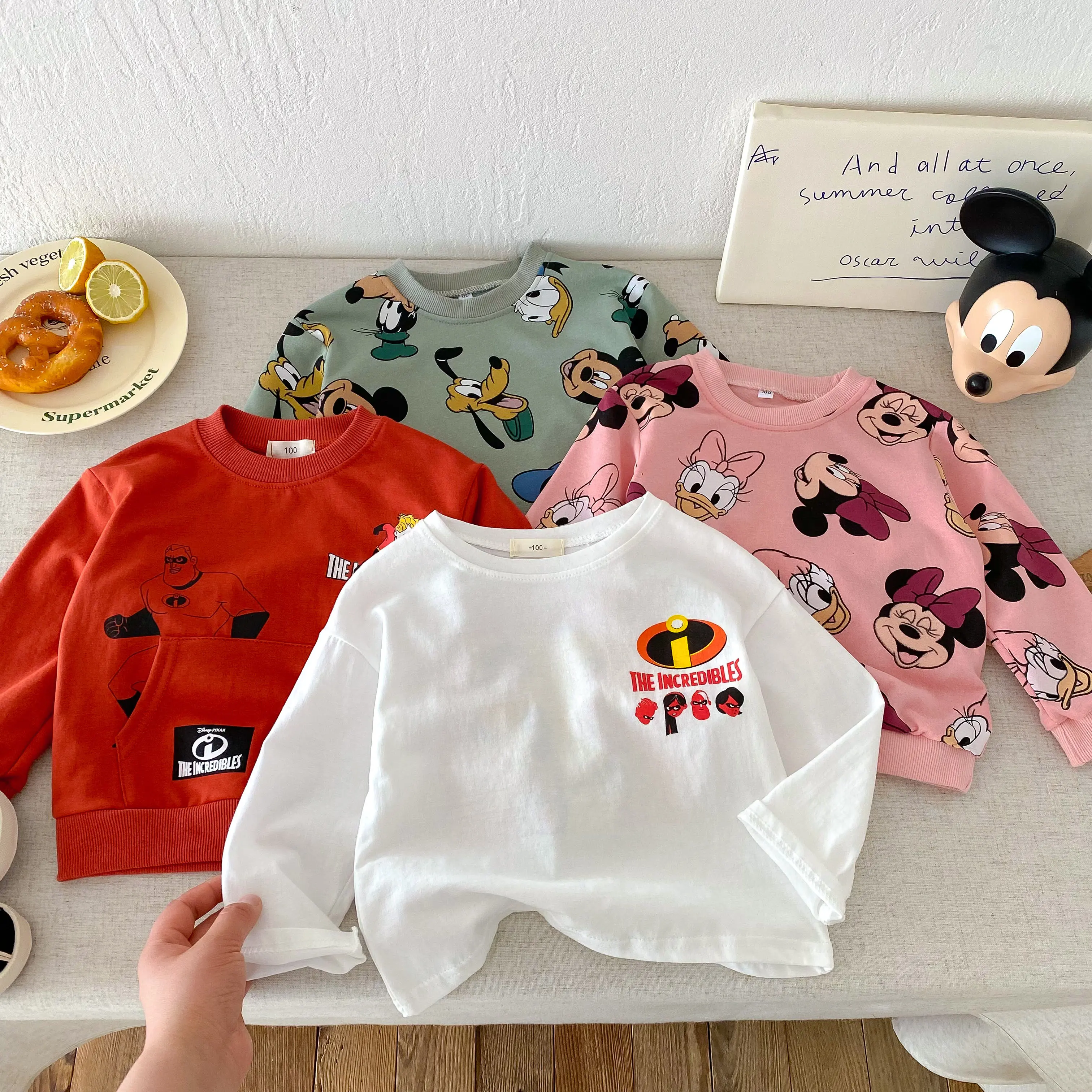Disney Fashion 0-6-year-old Girls' Clothing Long Sleeved Sportswear Set Round Neck Cartoon Cute Toddler Outfit Disney Set