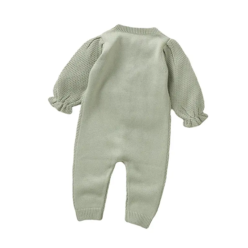 OEKO-TEX Floral Print Baby Girls Long Sleeve Rompers Breathable Newborn One-piece Outfits Knit Acrylic Infant Jumpsuit Bodysuit
