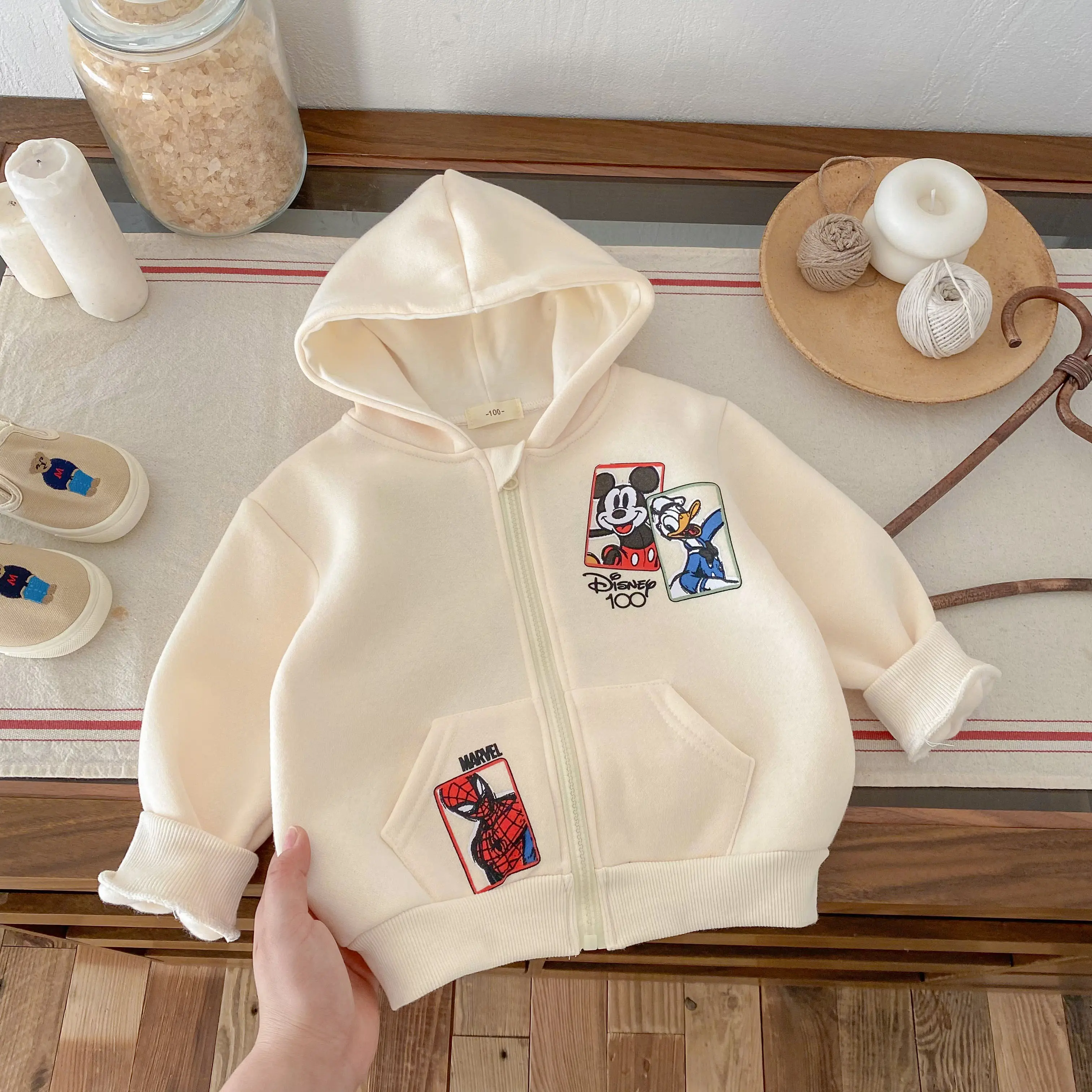 Disney Girls Cartoon Mickey Mouse Jacket Donald Duck Jacket Spring And Autumn Children's Hooded Jacket Casual Sports Jacket