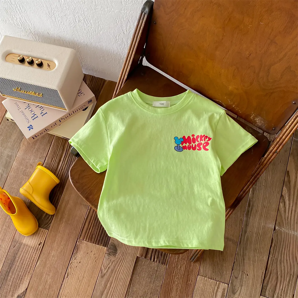 Disney Mickey Girls T-shirt Summer Harajuku Boys And Girls T-shirt Cartoon Cute Round Neck Children's Fashion Short Sleeve