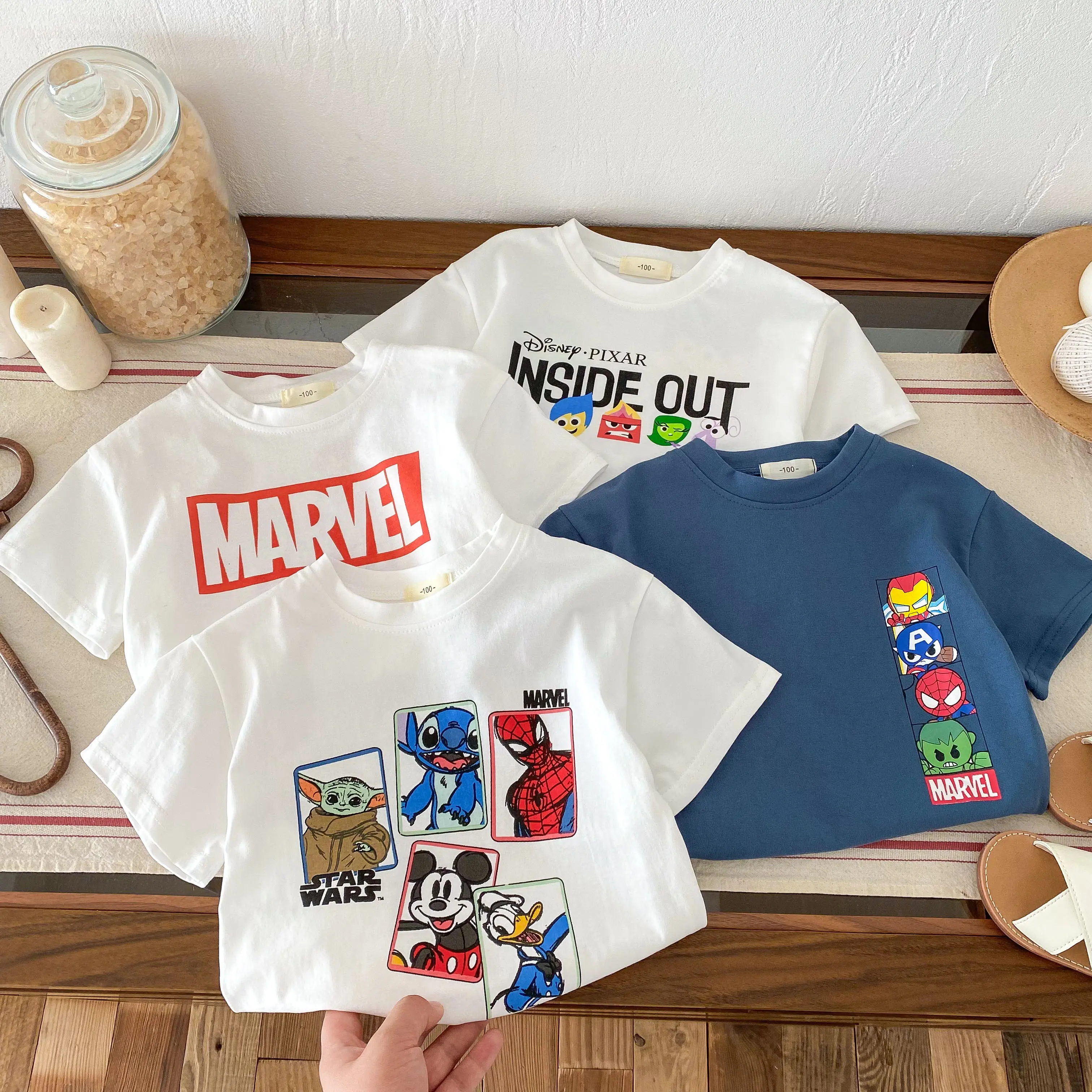 Summer Fashion Round Neck T-shirt Children's And Boys' Clothing White Short Sleeved T-shirt Children's Clothing Baby Top