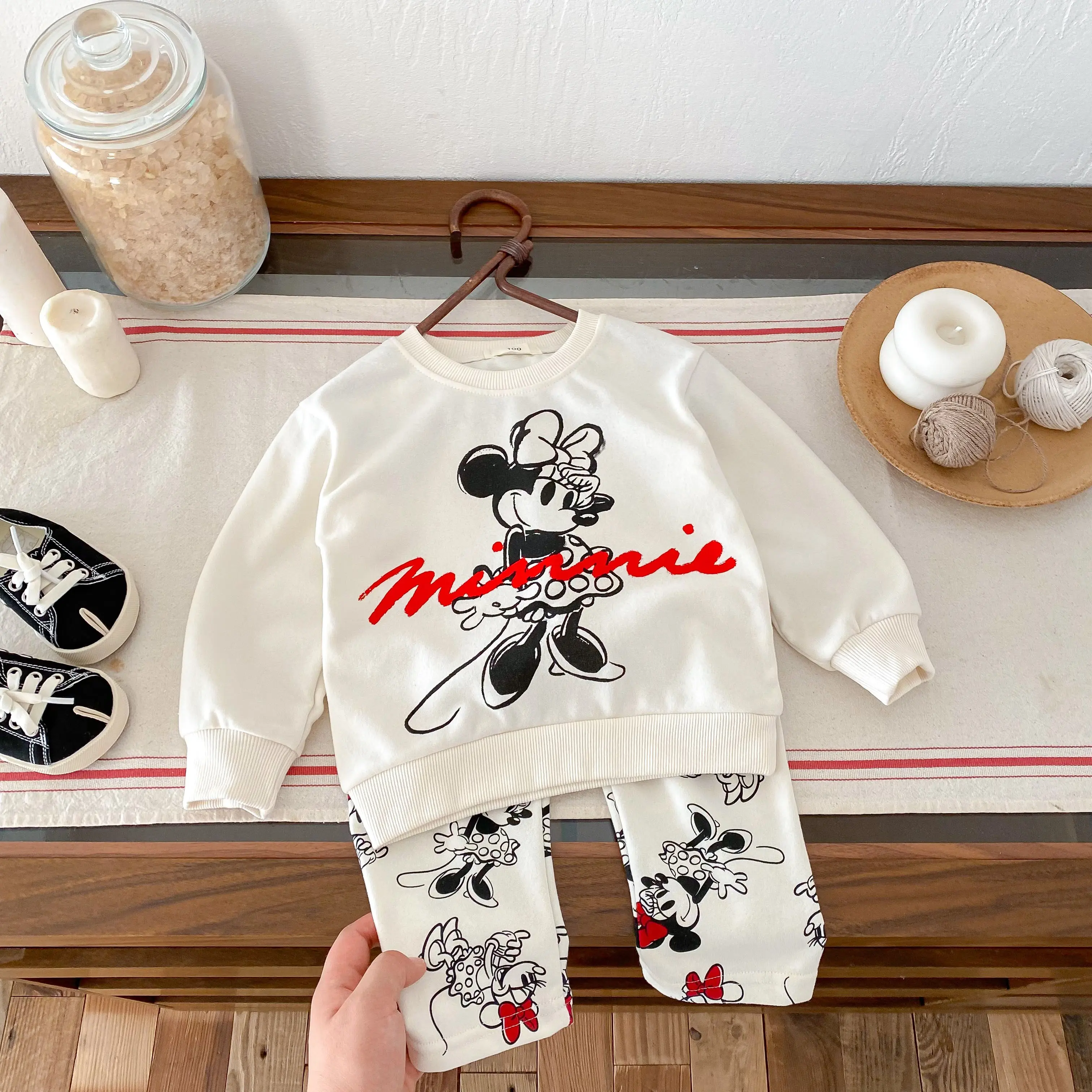 Disney 2-piece Clothing Set Children's Long Sleeved Girls' And Boys' Sportswear+pants Fashionable Two-piece Set Casual Kids  Set