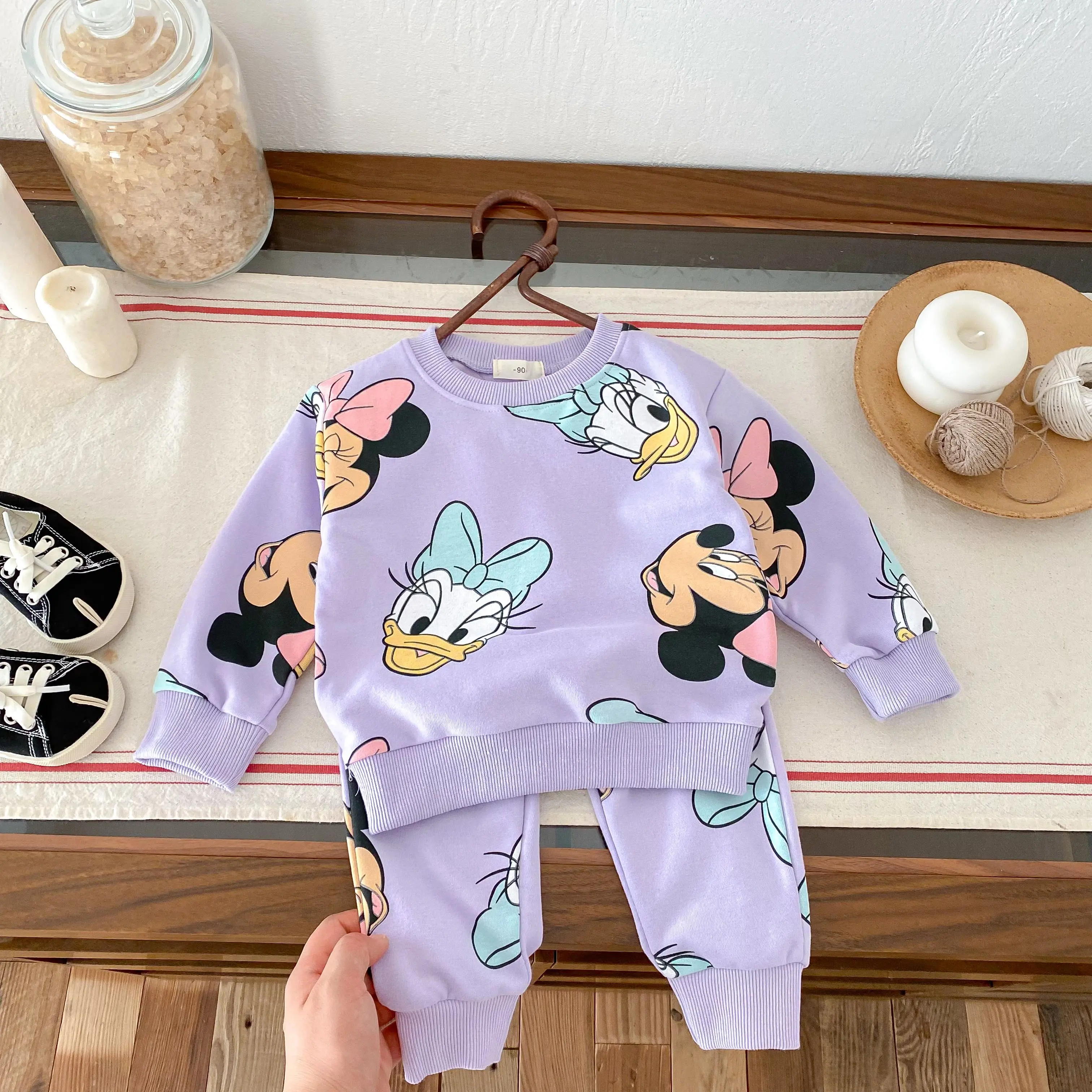 Disney 2-piece Clothing Set Children's Long Sleeved Girls' And Boys' Sportswear+pants Fashionable Two-piece Set Casual Kids  Set
