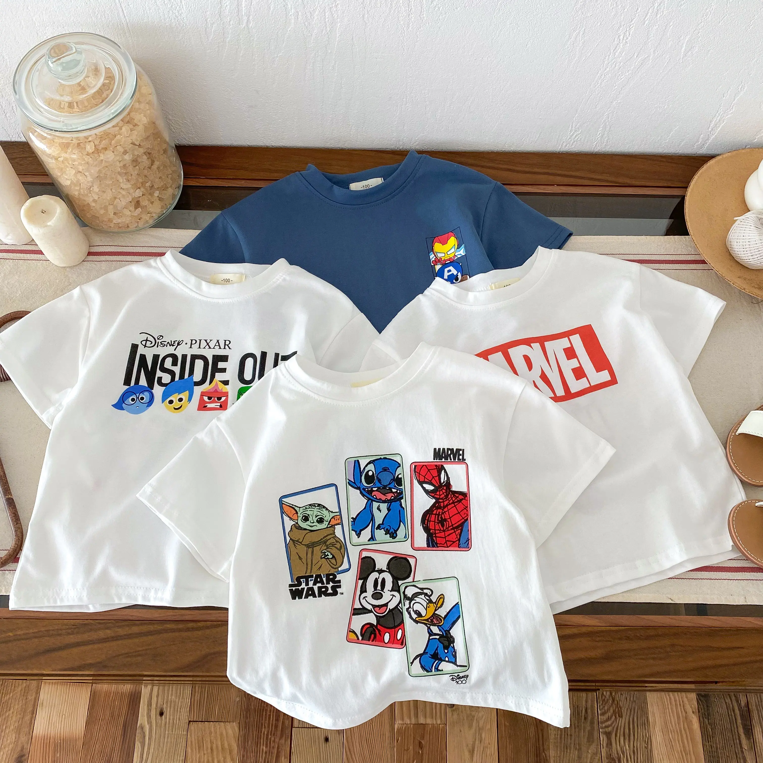 Summer Fashion Round Neck T-shirt Children's And Boys' Clothing White Short Sleeved T-shirt Children's Clothing Baby Top