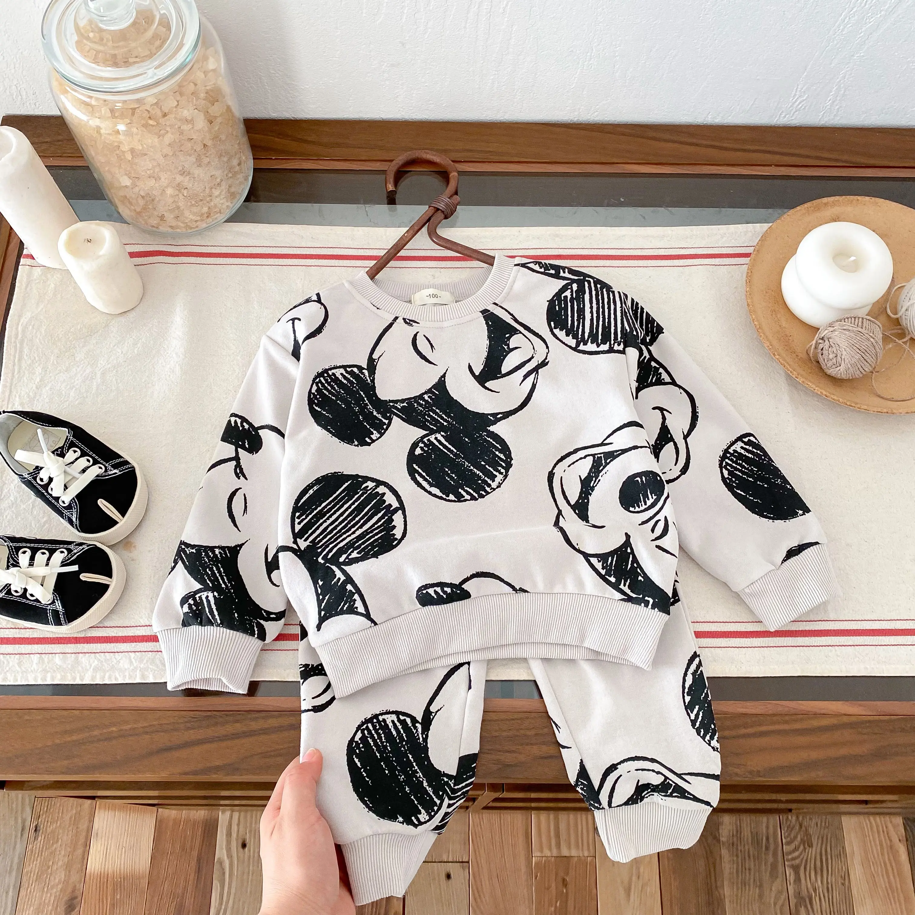 Disney 2-piece Clothing Set Children's Long Sleeved Girls' And Boys' Sportswear+pants Fashionable Two-piece Set Casual Kids  Set