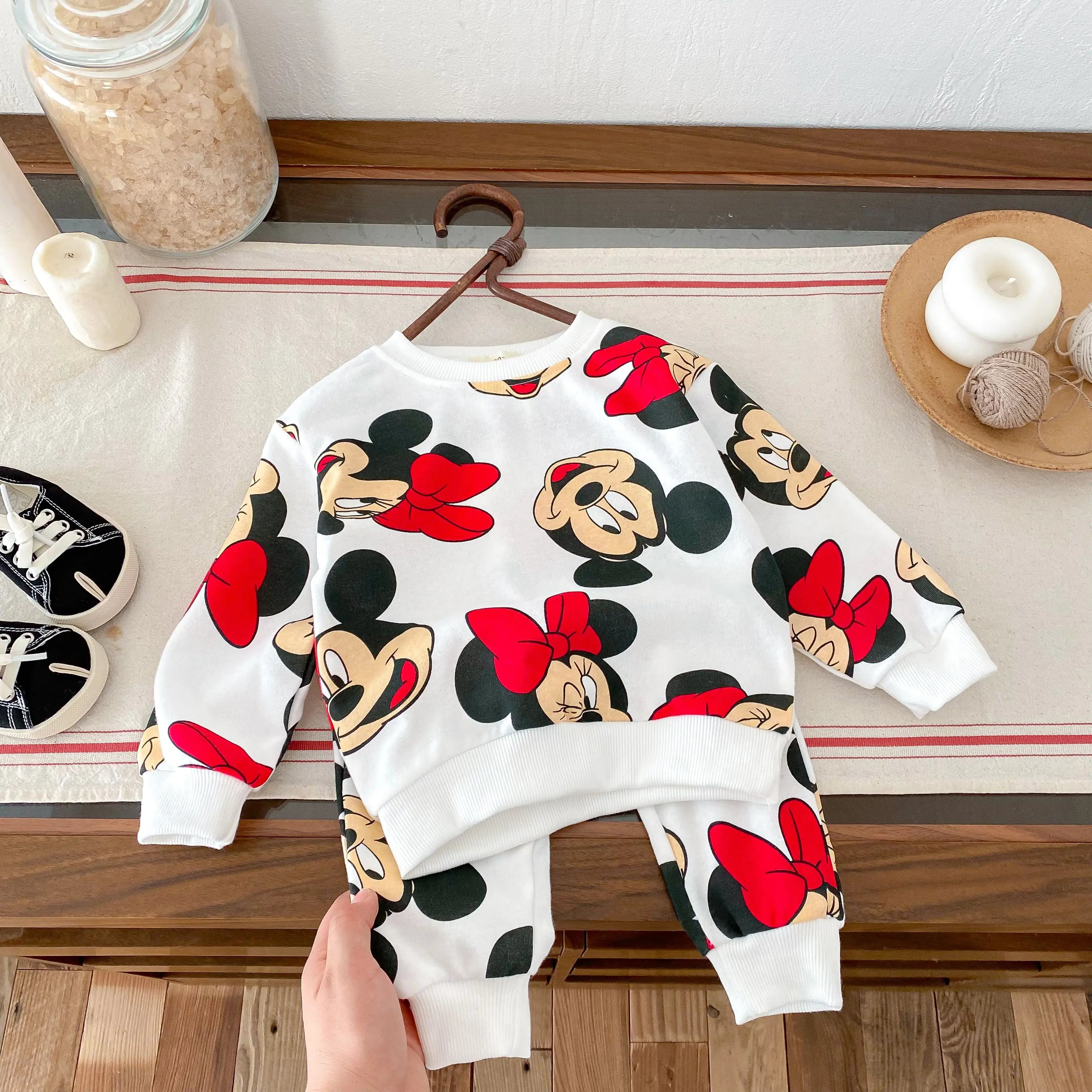 Disney 2-piece Clothing Set Children's Long Sleeved Girls' And Boys' Sportswear+pants Fashionable Two-piece Set Casual Kids  Set