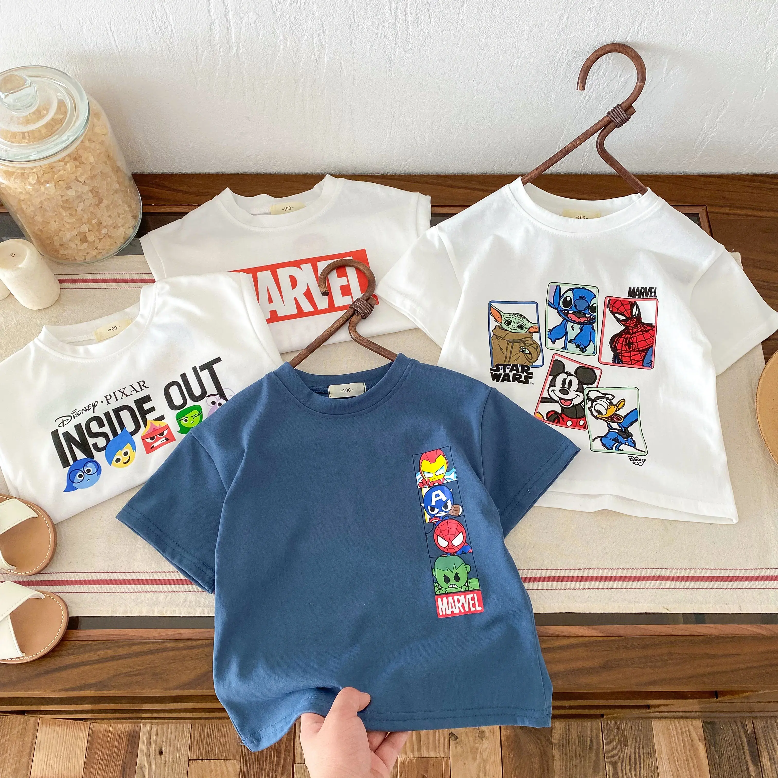 Summer Fashion Round Neck T-shirt Children's And Boys' Clothing White Short Sleeved T-shirt Children's Clothing Baby Top